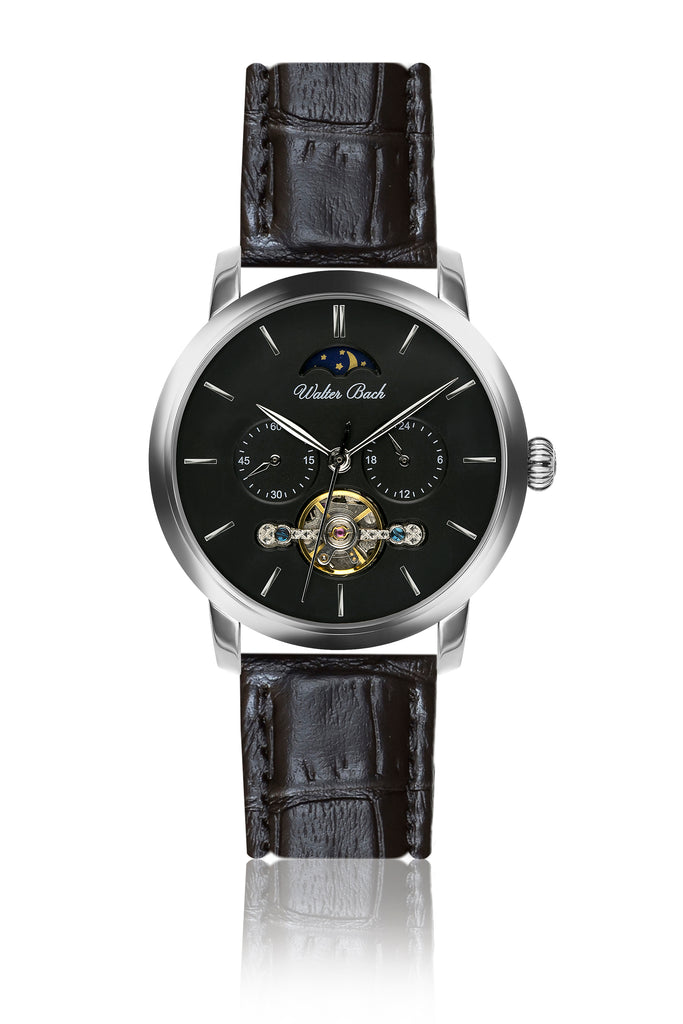 Eschborn Croco Black Leather Watch